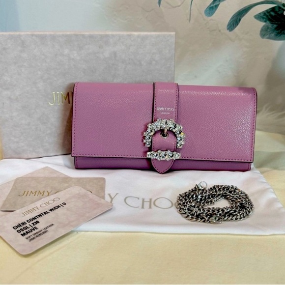 JIMMY CHOO Cheri Wallet on Chain w/Dust Bag, Authentic. Full Inclusion, EUC - Picture 1 of 12
